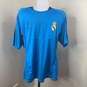 Adidas UEFA Champions League Official Climacool Blue Tshirt Men’s Sz L *FLAWS